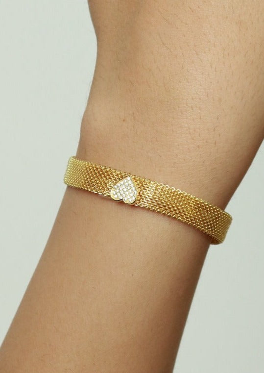 Brazalete de corazón y zirconias - Glowa