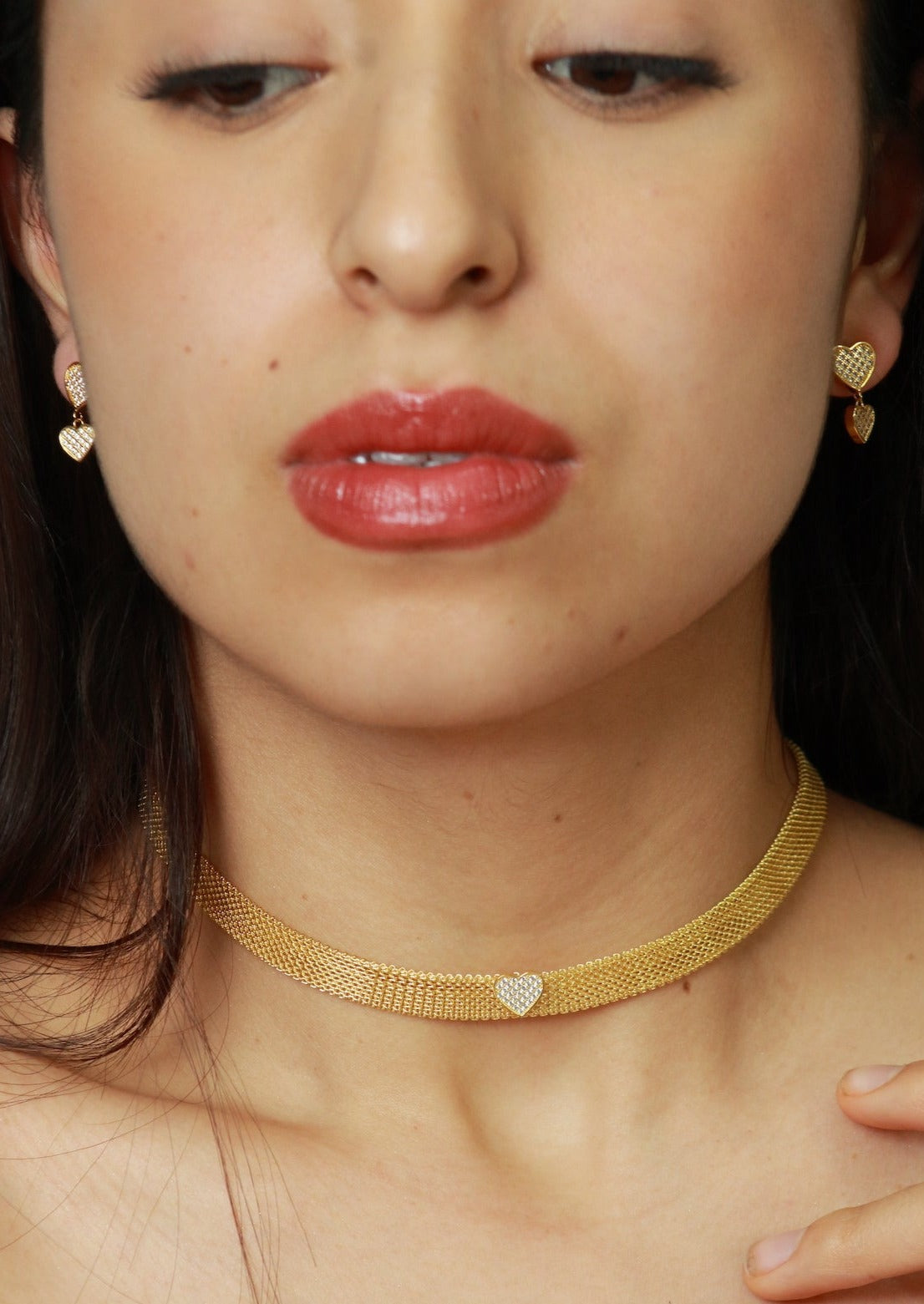 Aretes corazones colgantes - Glowa