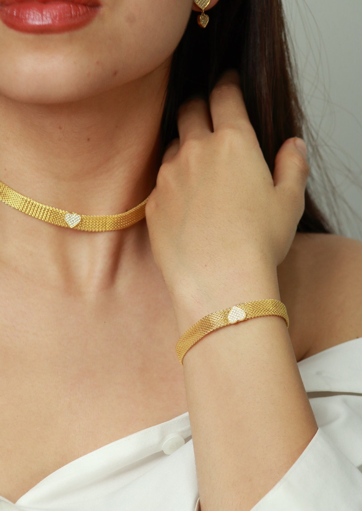 pulsera brasalete de baño de oro y zirconia 18k kilates glowa elegante