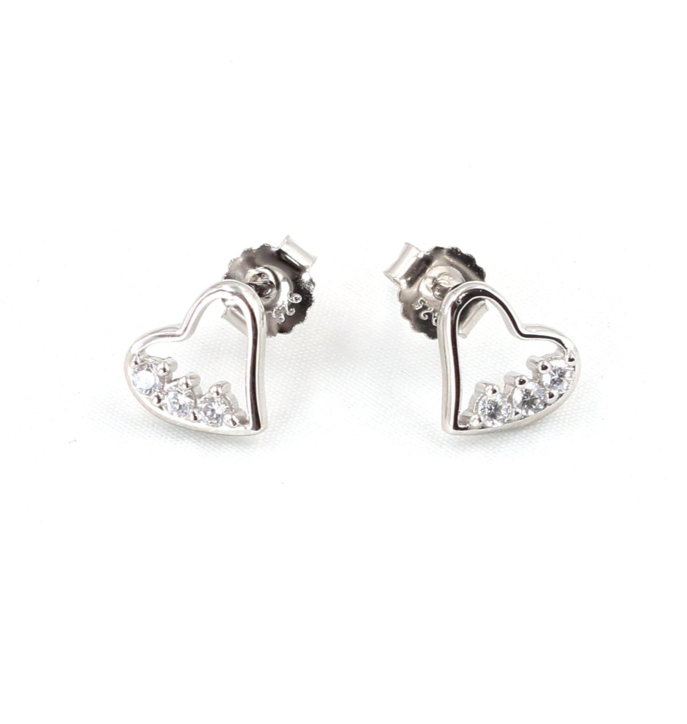 Aretes corazón de plata y zirconias - Glowa