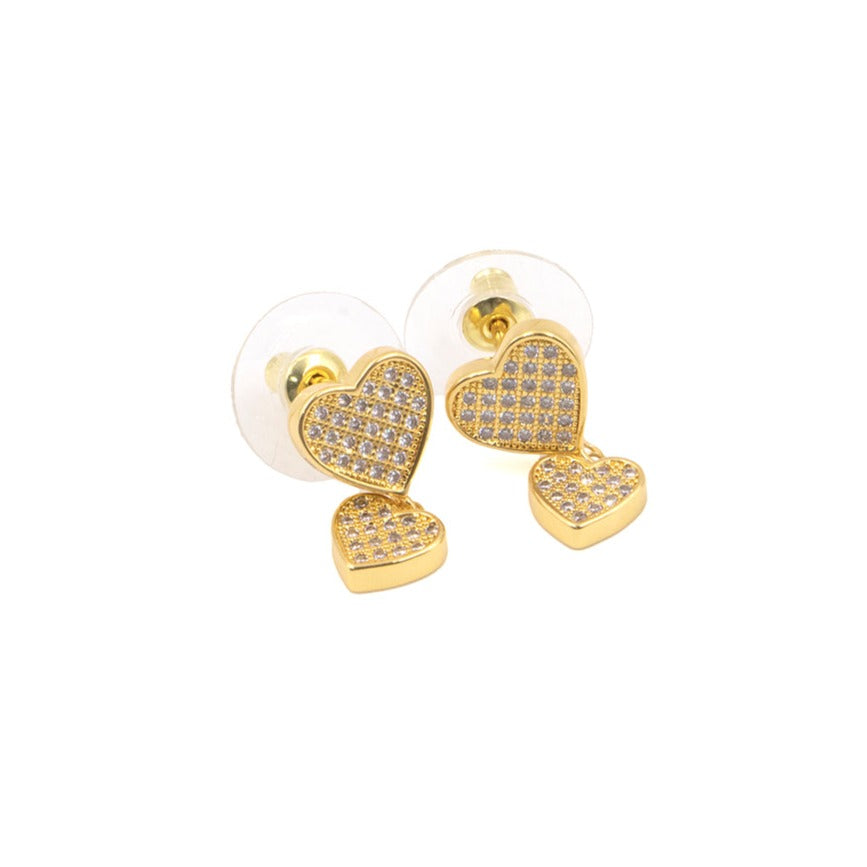 aretes de baño de oro 18 kilates k corazones cristales broqueles de fiesta elegantes