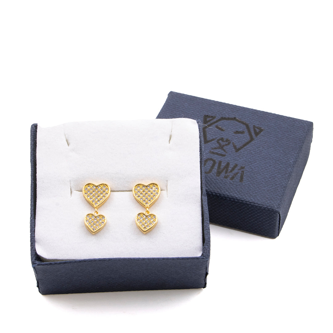 aretes de baño de oro 18 kilates k corazones cristales broqueles de fiesta elegantes