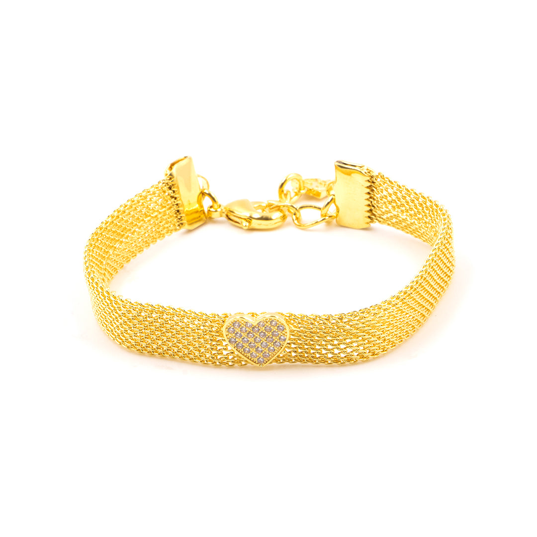 pulsera brasalete de baño de oro y zirconia 18k kilates glowa elegante