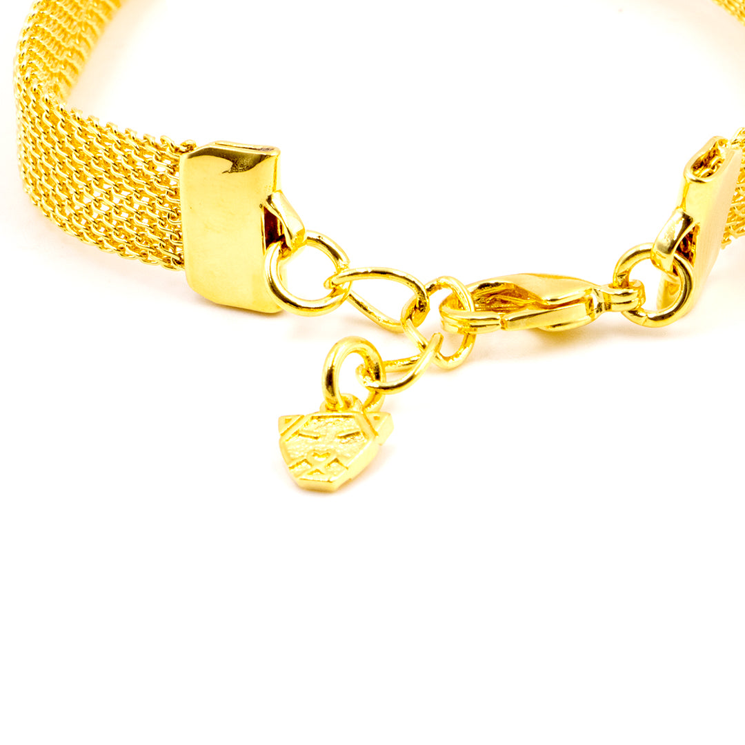 pulsera brasalete de baño de oro y zirconia 18k kilates glowa elegante