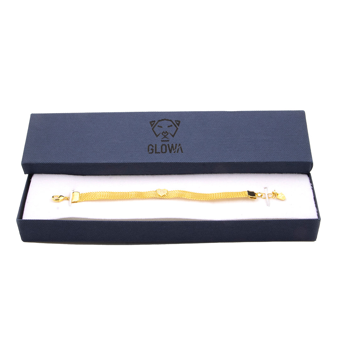 pulsera brasalete de baño de oro y zirconia 18k kilates glowa elegante