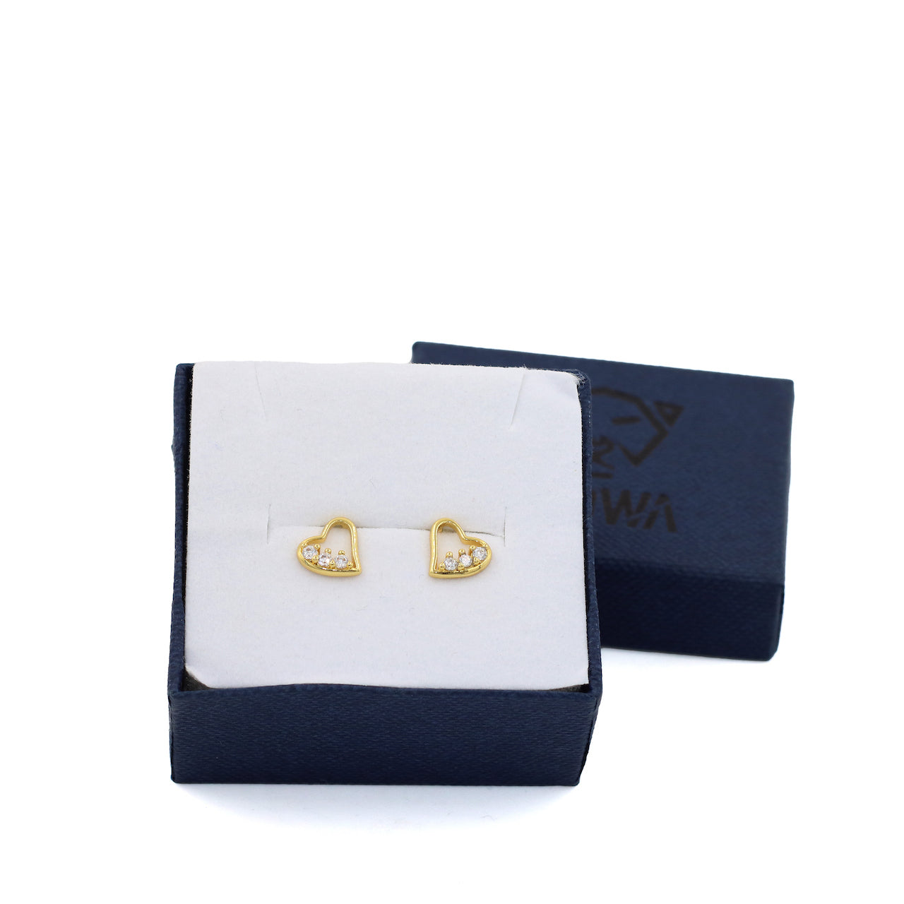 Aretes zarcillos broqueles de corazón baño de oro 18 kilates mujer niña GLOWA
