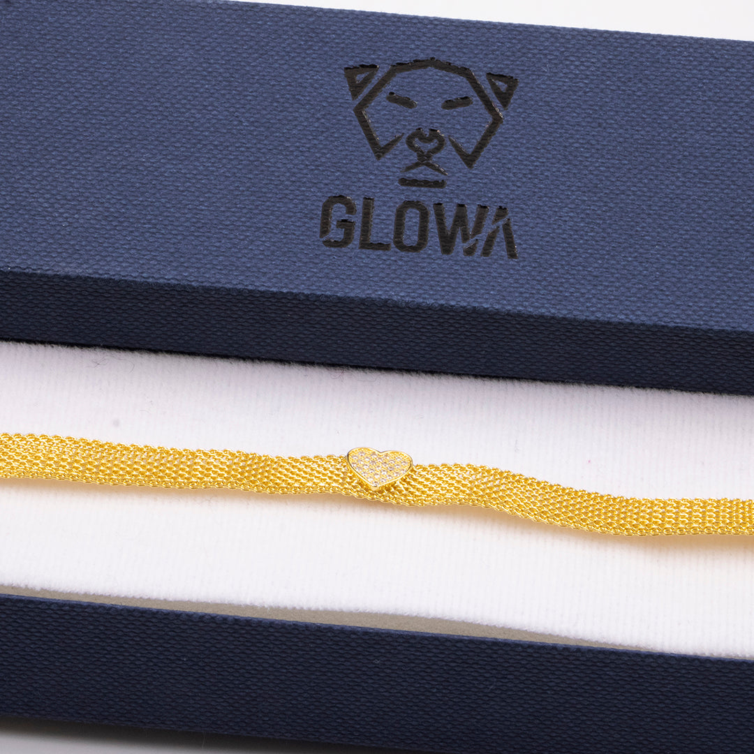 pulsera brasalete de baño de oro y zirconia 18k kilates glowa elegante