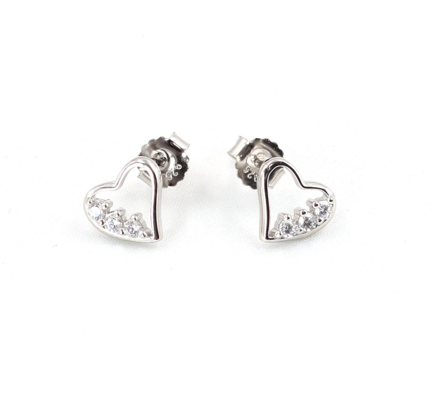 Aretes corazón de plata y zirconias - Glowa