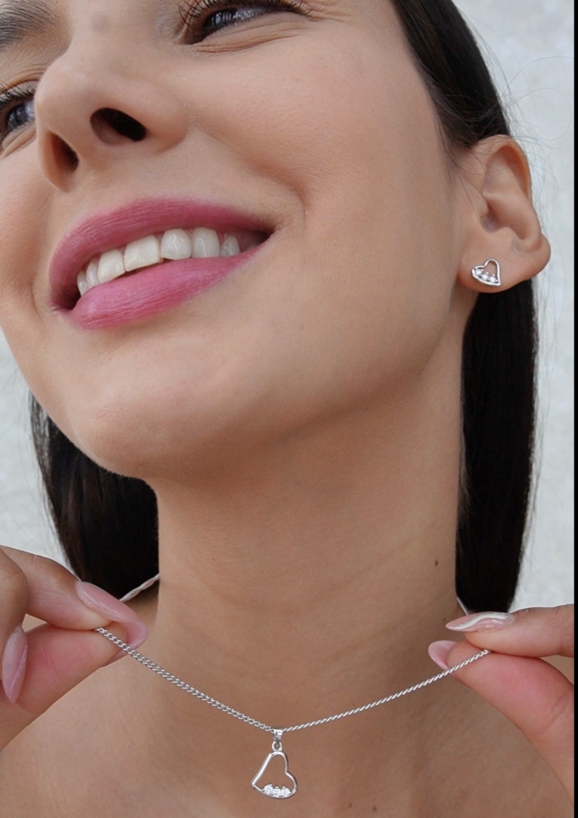 collar corazón de plata .925 para mujer niña GLOWA