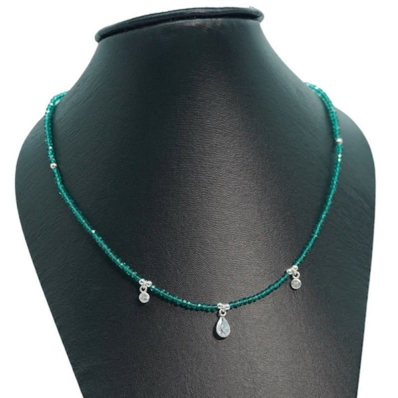 collar de cristal para mujer plata