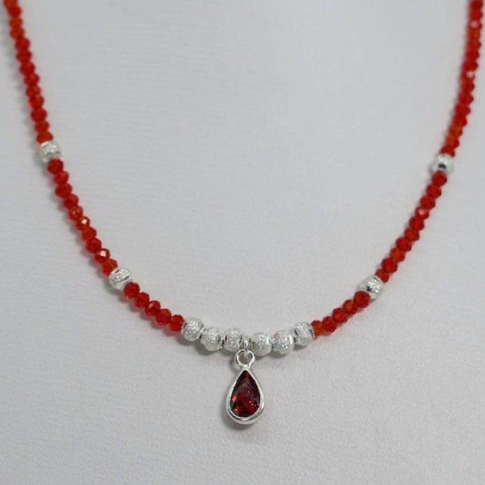 collar de cristal rojo y plata .925 mujer glowa