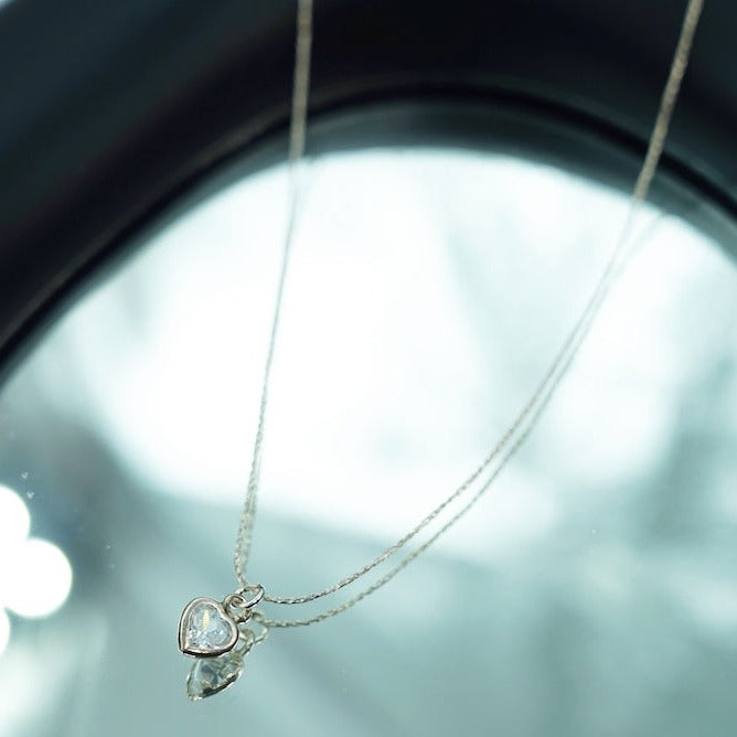 collar cadena corazón cristal para mujer niñas glowa plata ary tenorio