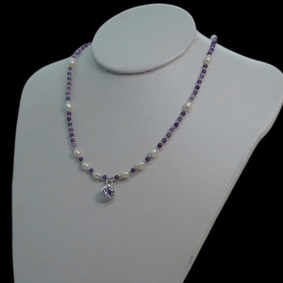 collar amatista perla plata para mujer glowa