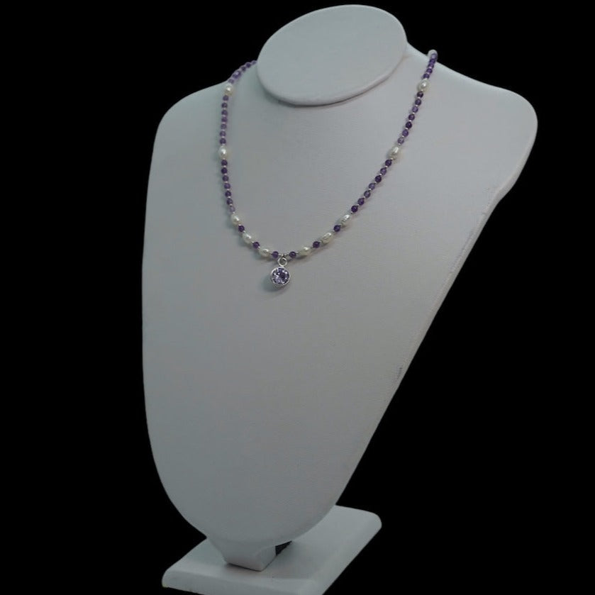 collar amatista perla plata para mujer glowa