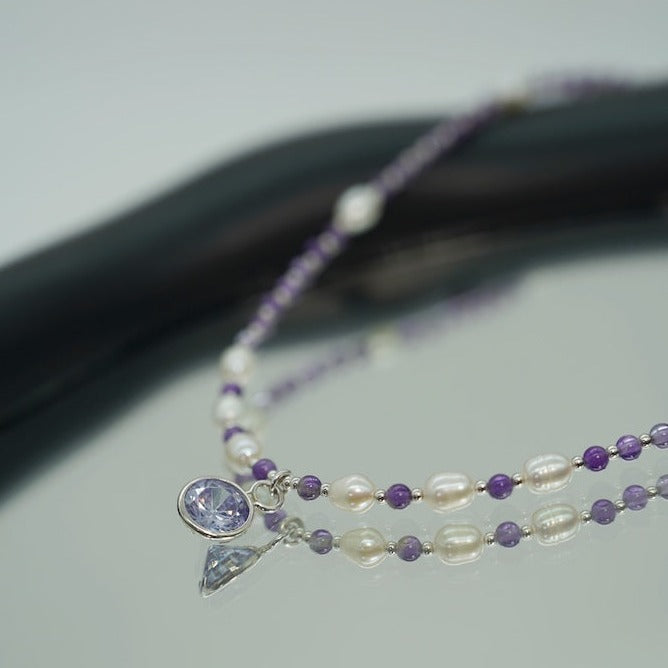 collar amatista perla plata para mujer glowa