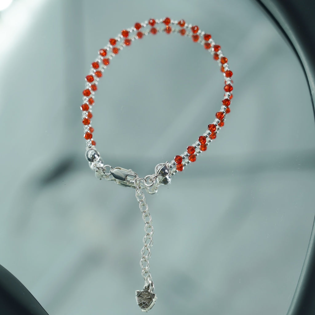 pulsera de cristal rojo y plata unisex glowa