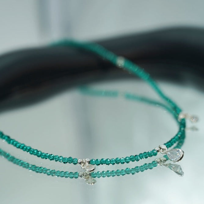 collar de cristal para mujer plata