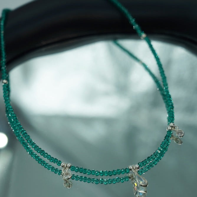 collar de cristal para mujer plata