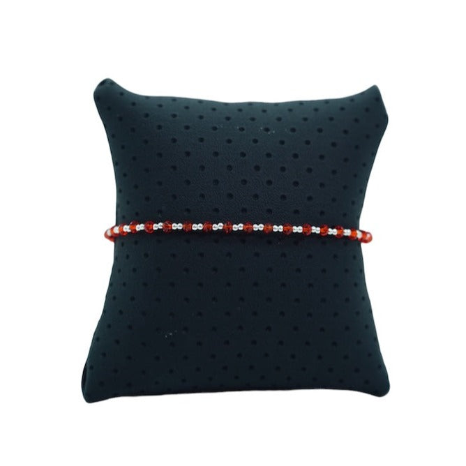 pulsera de cristal rojo y plata unisex glowa