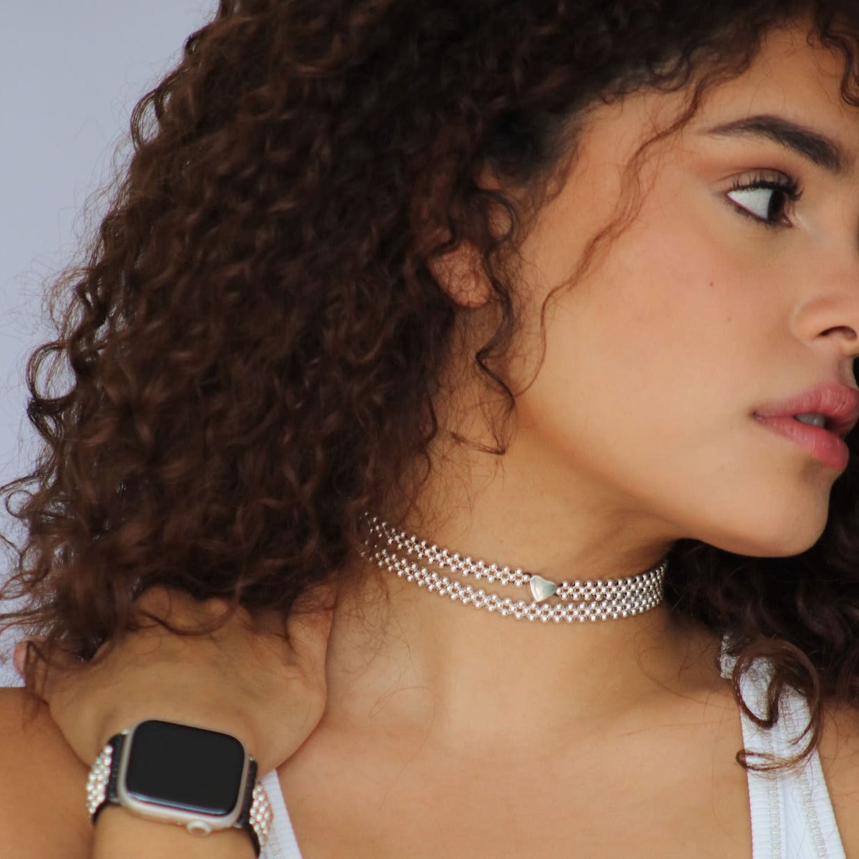Choker tejido en plata 925 para mujer elegante casual ajustable Glowa esterlina