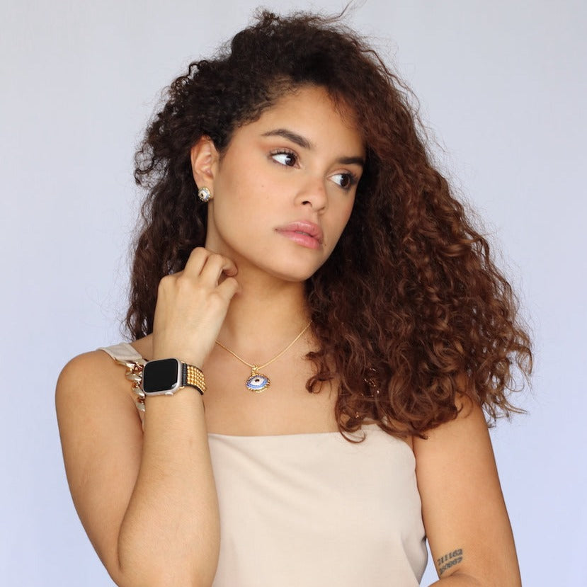collar joyería de ojo turco de baño de oro protección