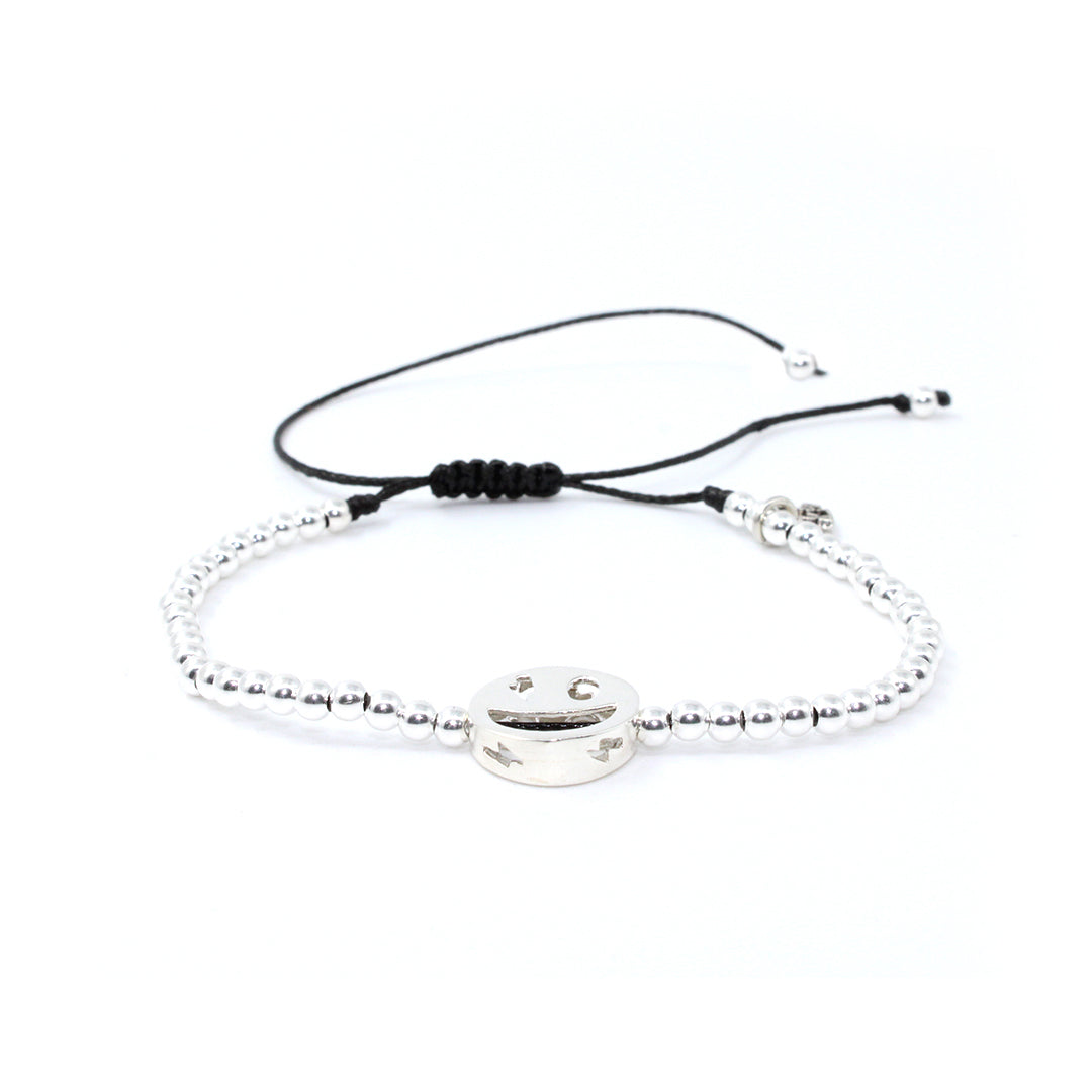 Pulsera Emoji happy de plata .925 unisex- Glowa esterlina mujer hombre unisex .925