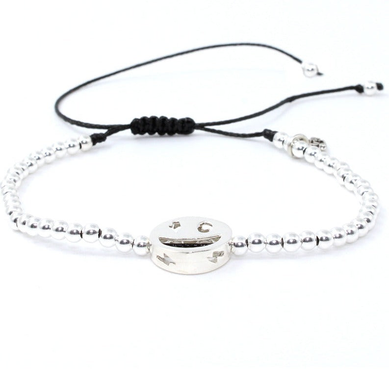 Pulsera Emoji happy de plata .925 unisex- Glowa esterlina mujer hombre unisex .925