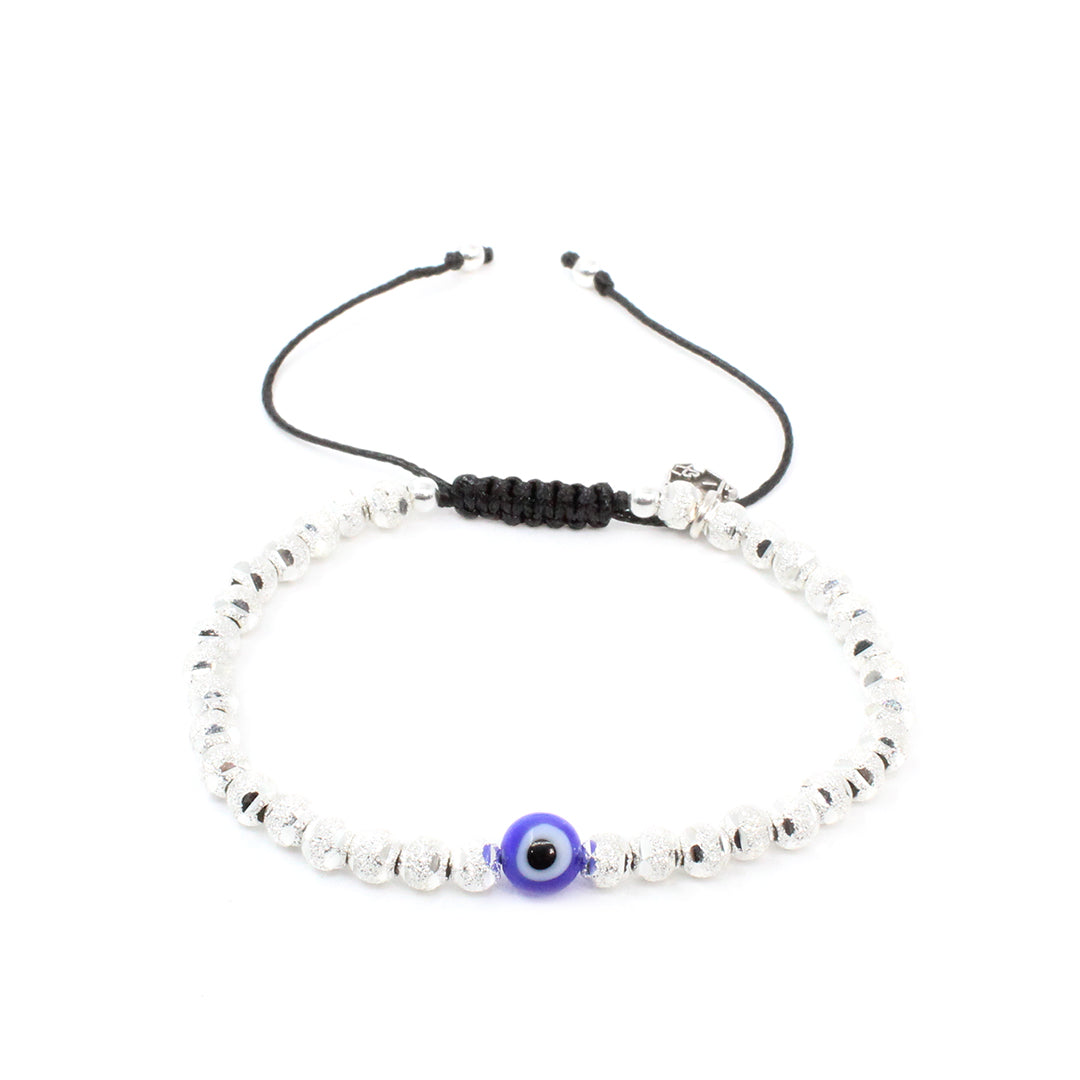 Pulsera Mini Ojo Turco Azul - Glowa ajustable unisex hombre mujer amuleto esterlina .925