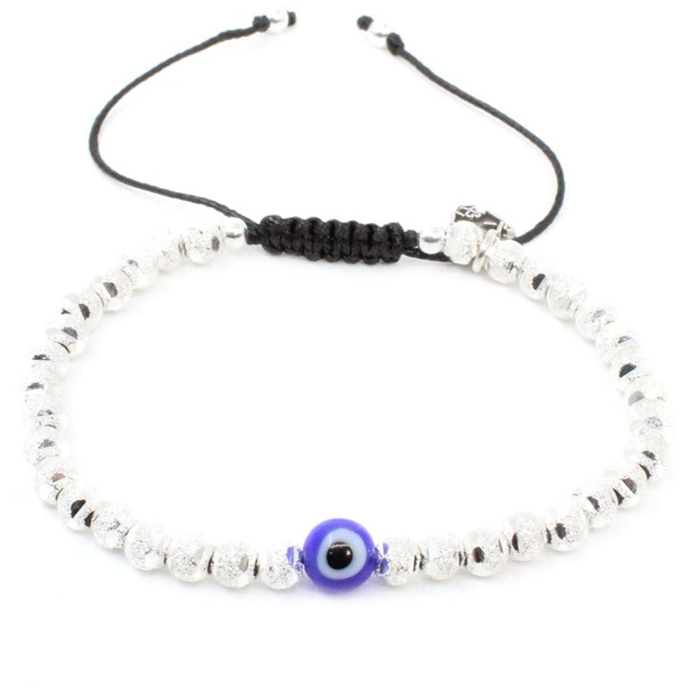 Pulsera Mini Ojo Turco Azul - Glowa ajustable unisex hombre mujer amuleto esterlina .925