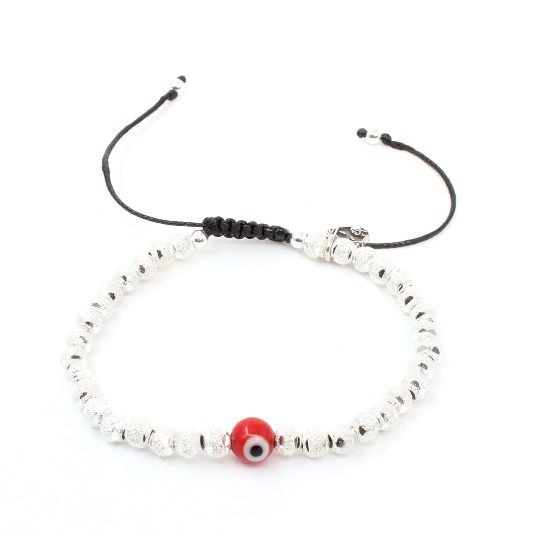 Pulsera Mini Ojo Turco rojo - Glowa ajustable unisex hombre mujer amuleto esterlina .925