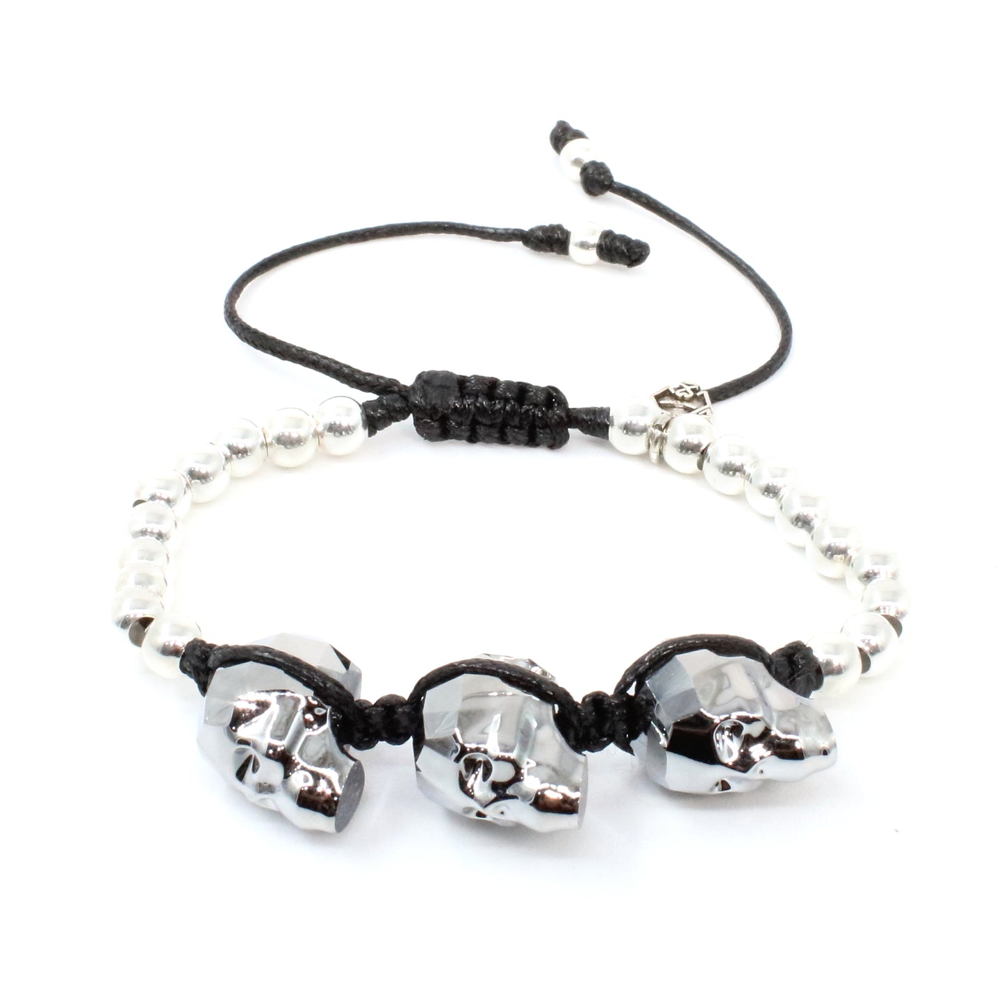 Pulsera Graz Triple Plata Gris .925 para hombre casual elegante calaca - Glowa esterlina hombre