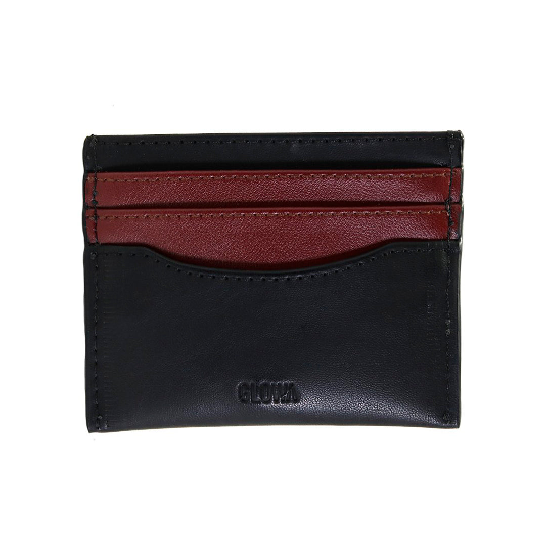 Tarjetero piel vegana de nopal de lujo minimalista Soldi vino rojo - negro para hombre mujer unisex cuero vegano moda sustentable y ecoamigable - Glowa
