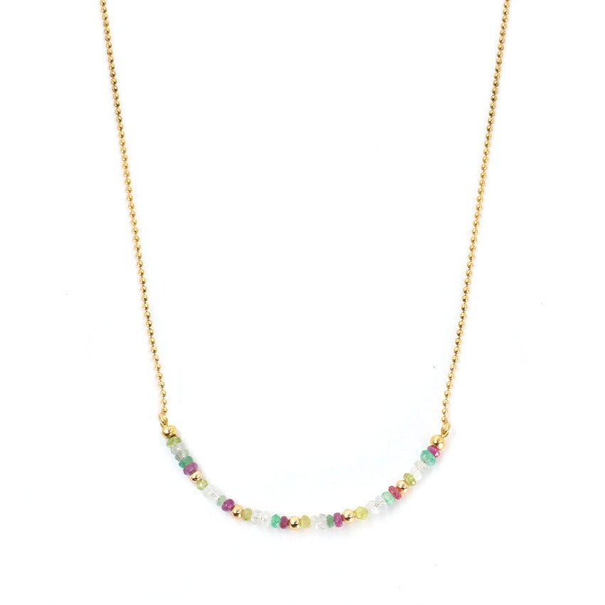 Collar zafiro, esmeralda, rubí y baño de oro - Glowa para mujer cadena elegante joya