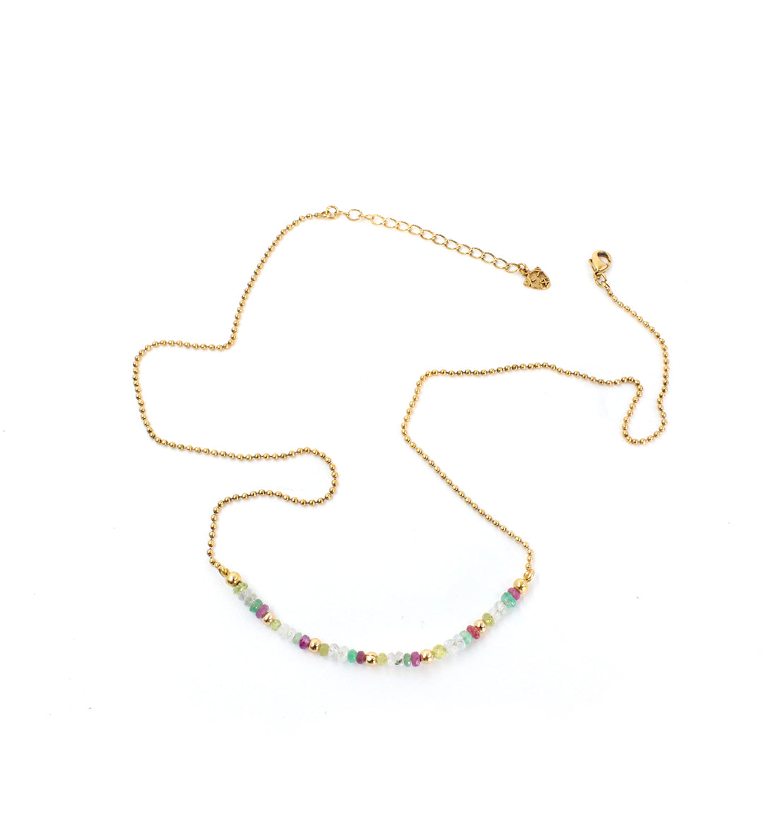 Collar zafiro, esmeralda, rubí y baño de oro - Glowa para mujer cadena elegante joya
