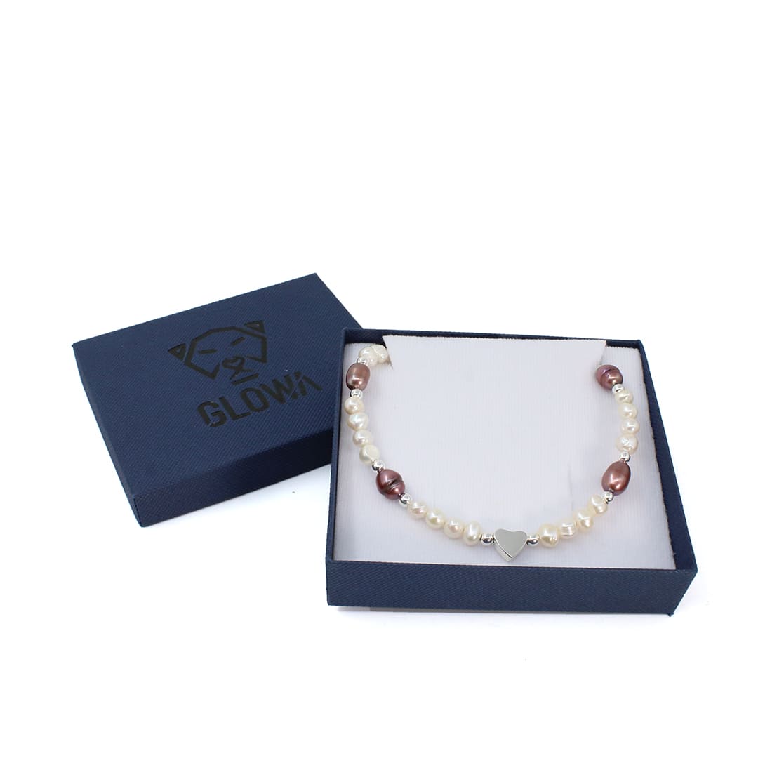 collar perla blanca morada mujer plata corazon esterlina casual elegante