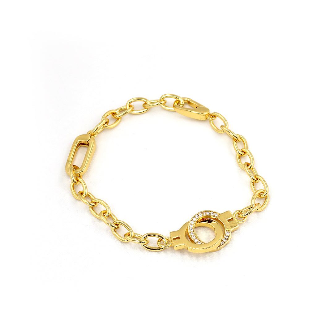Pulsera esposas - Glowa baño de oro 18 kilates novia novio pareja