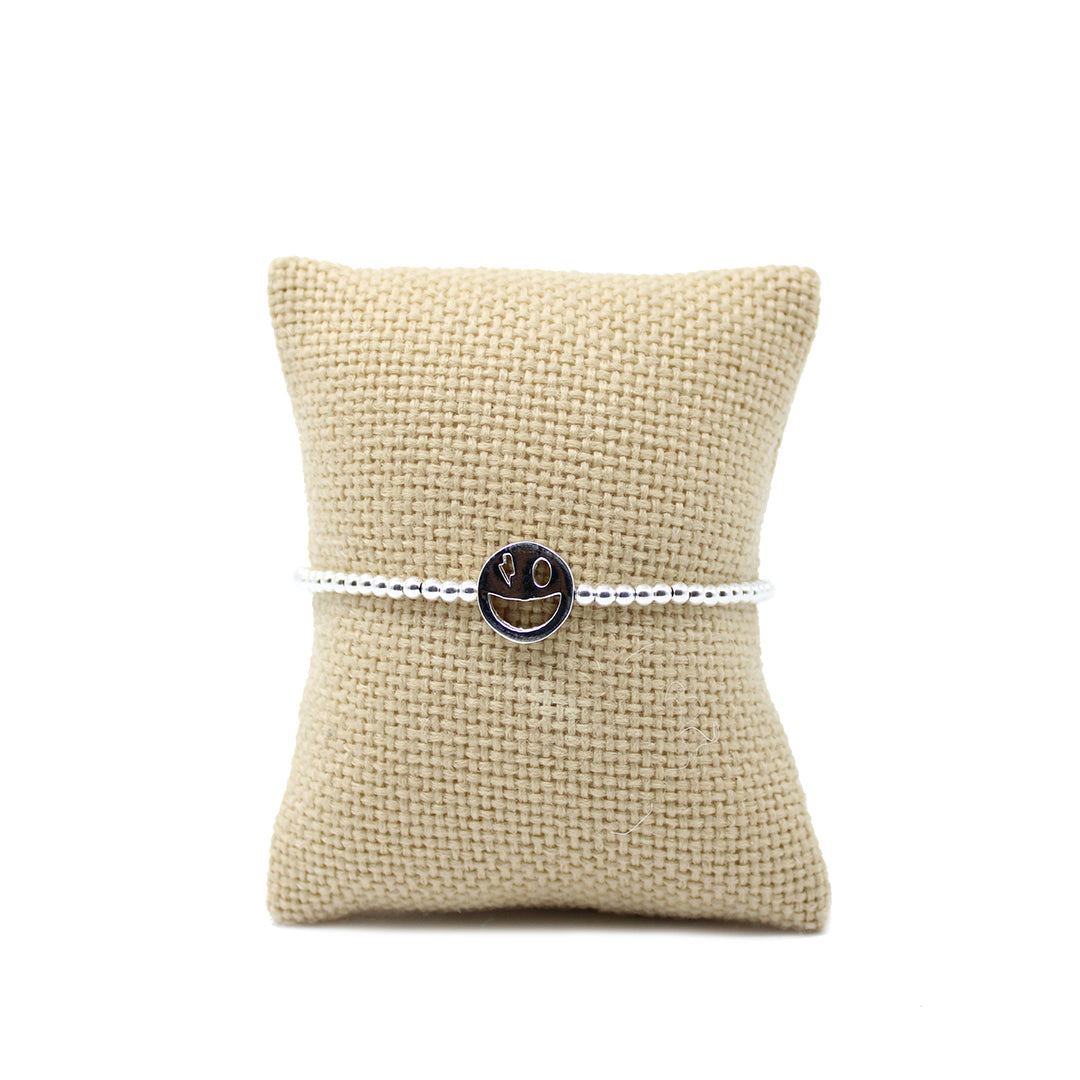 Pulsera Emoji happy de plata .925 unisex- Glowa esterlina mujer hombre unisex .925
