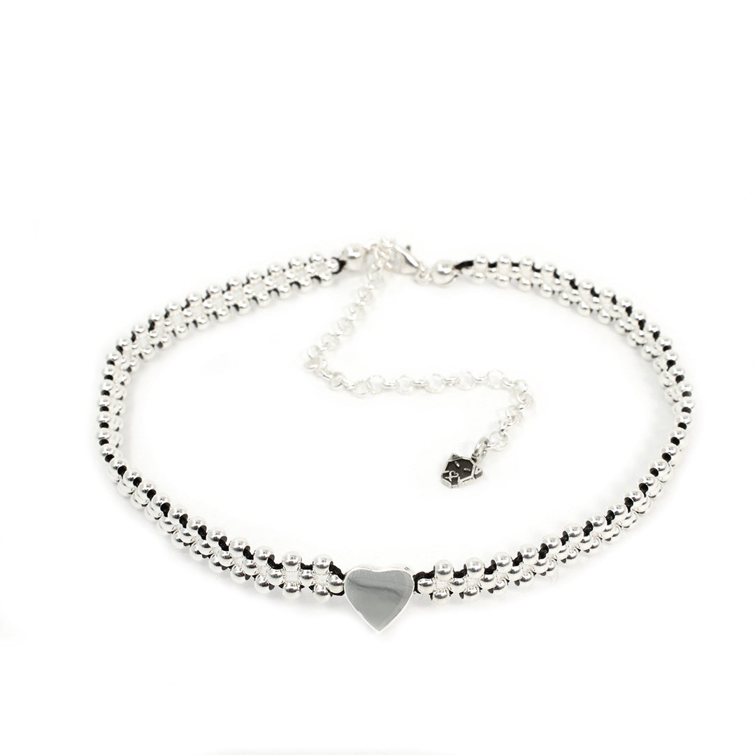 Choker Mini Corazón tejido en plata 925 para mujer elegante casual ajustable Glowa esterlina