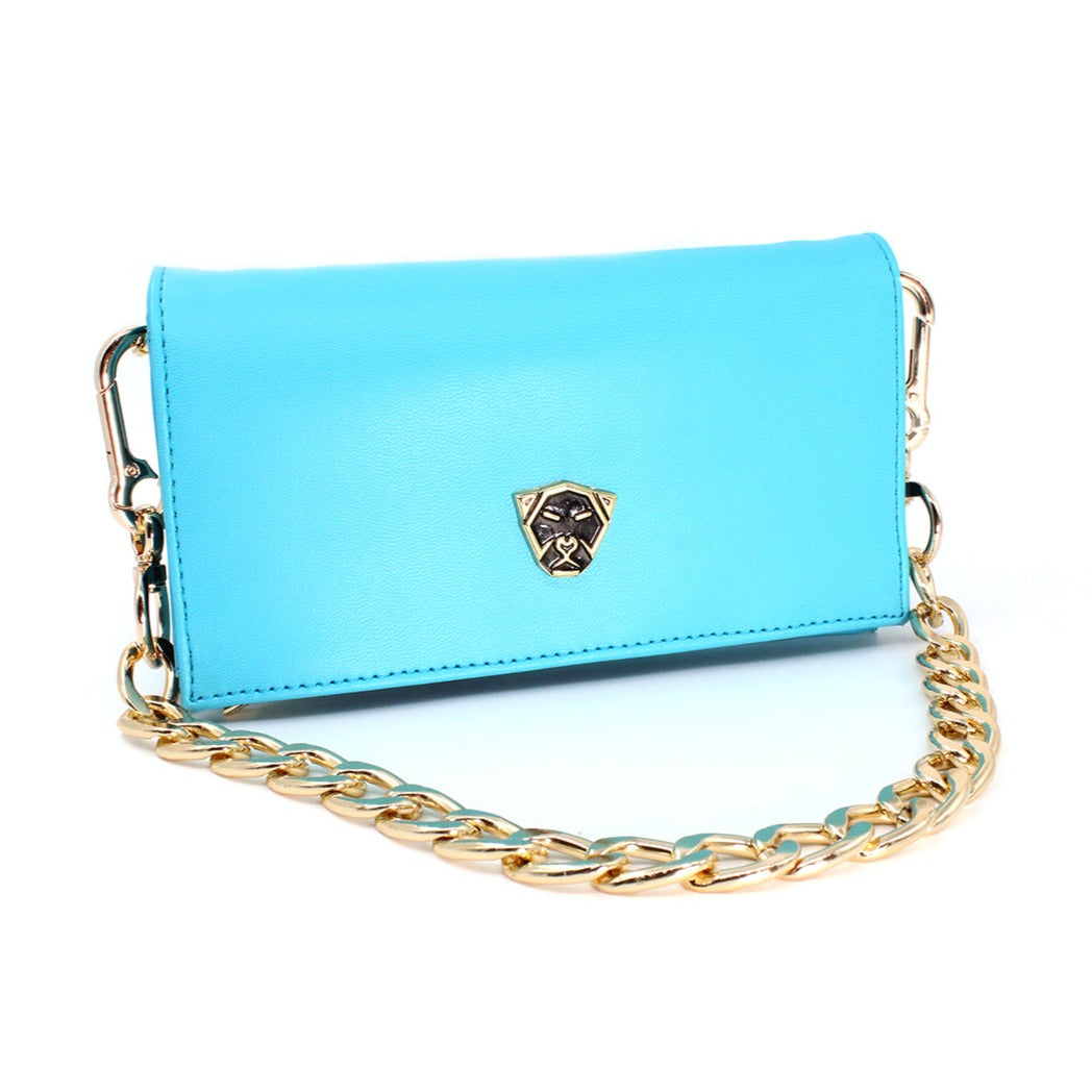 Bolsa mini azul de piel sintética - Glowa bandolera cruzada bag casual elegante de mano