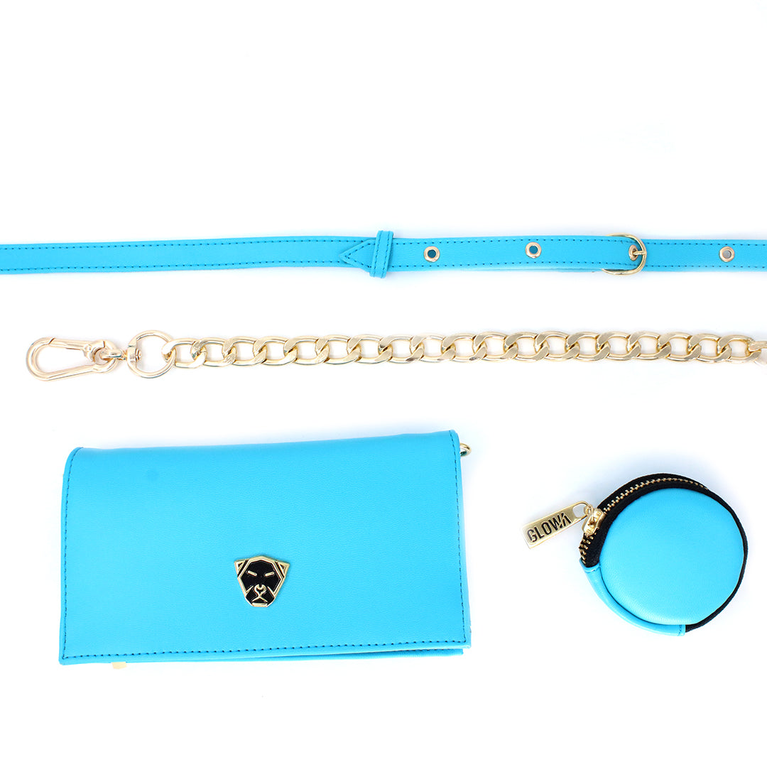 Bolsa mini azul de piel sintética - Glowa bandolera cruzada bag casual elegante de mano