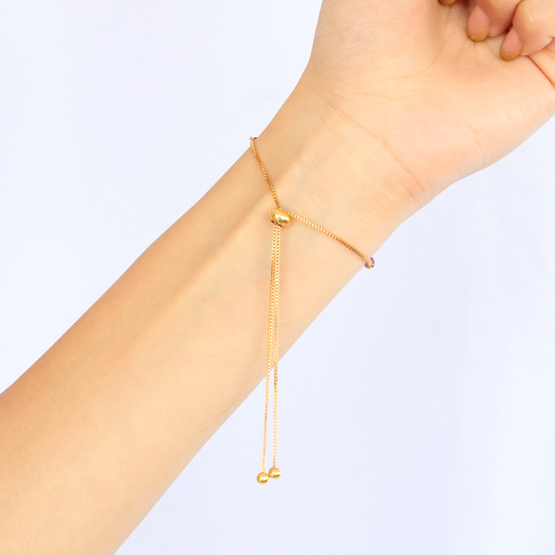 Pulsera de rubí y perla - Glowa ajustada mujer joya