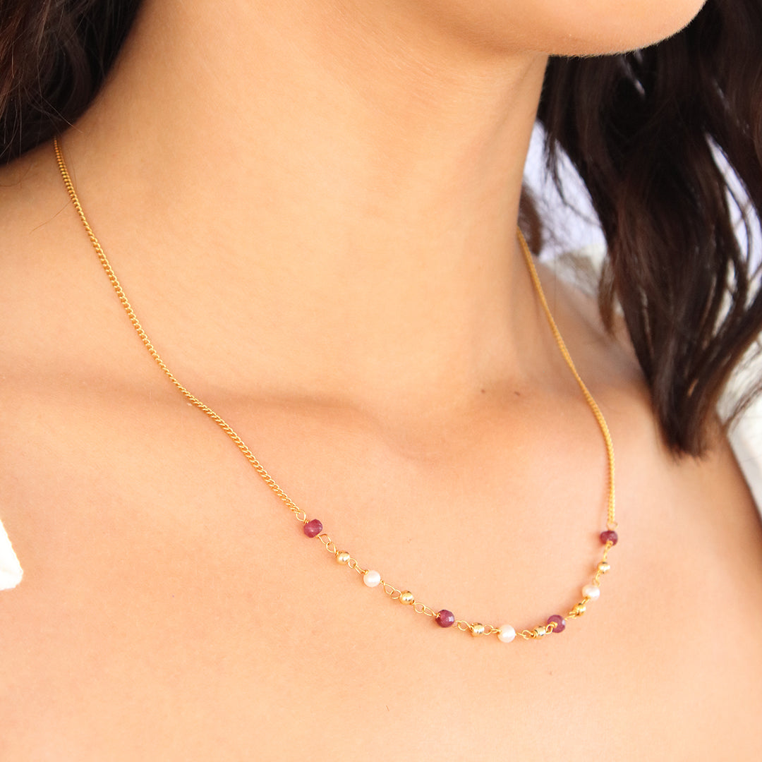Collar rubí y perla - Glowa