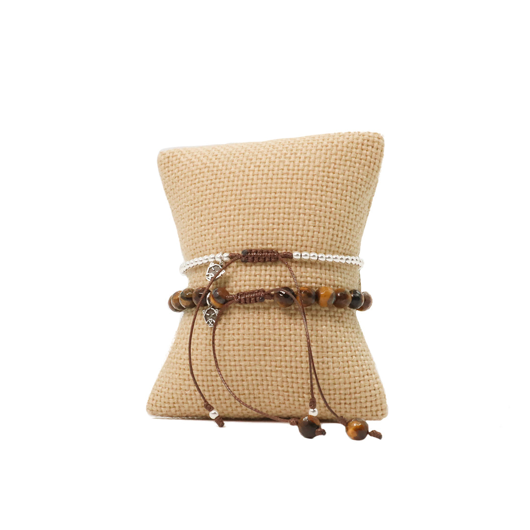 Pulsera ojo de tigre - Glowa ajustable plata .925 hombre unisex