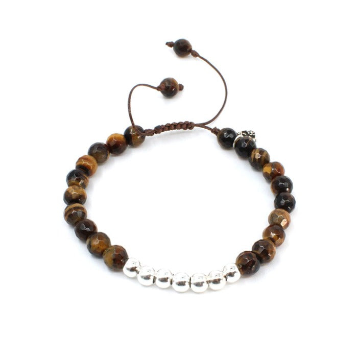 Pulsera ojo de tigre - Glowa ajustable plata .925 hombre unisex