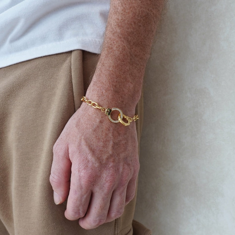 Pulsera esposas - Glowa baño de oro 18 kilates novia novio pareja juntos