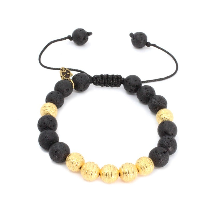 Pulsera Mauna pulsera piedra volcanica y baño de oro enchapado 24k para hombre y mujer elegante casual - Glowa