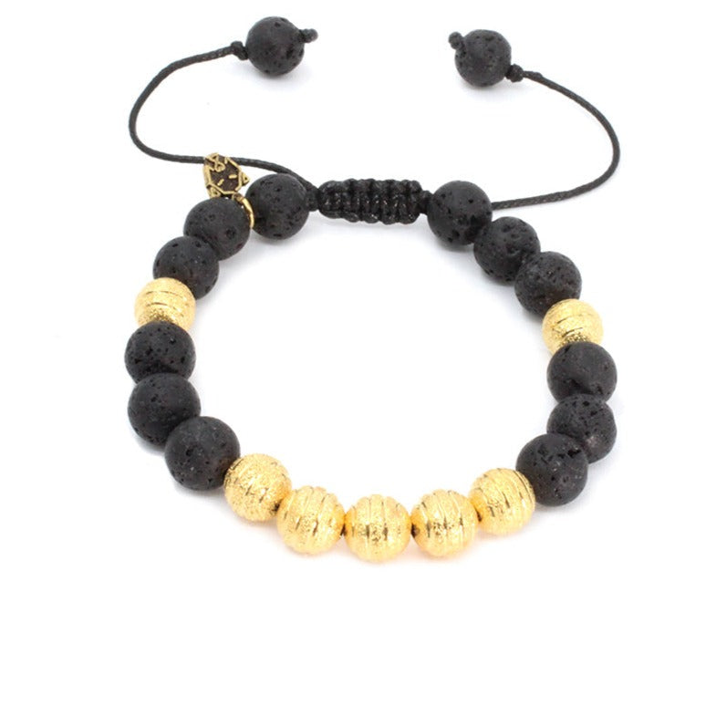 Pulsera Mauna pulsera piedra volcanica y baño de oro enchapado 24k para hombre y mujer elegante casual - Glowa