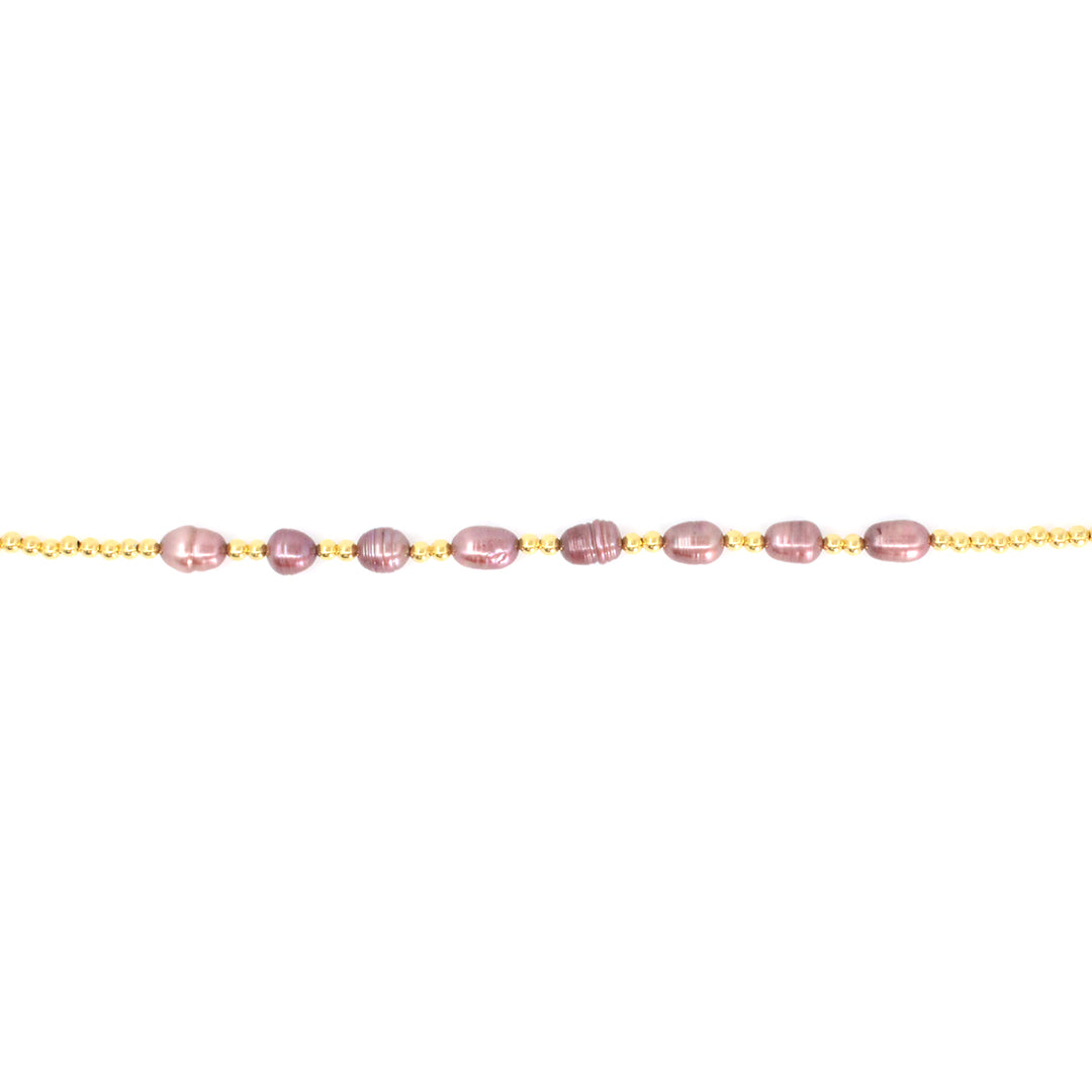 Collar Perla Morada gargantilla para mujer elegante casual baño de oro 24k enchapado ajustable - Glowa- Glowa