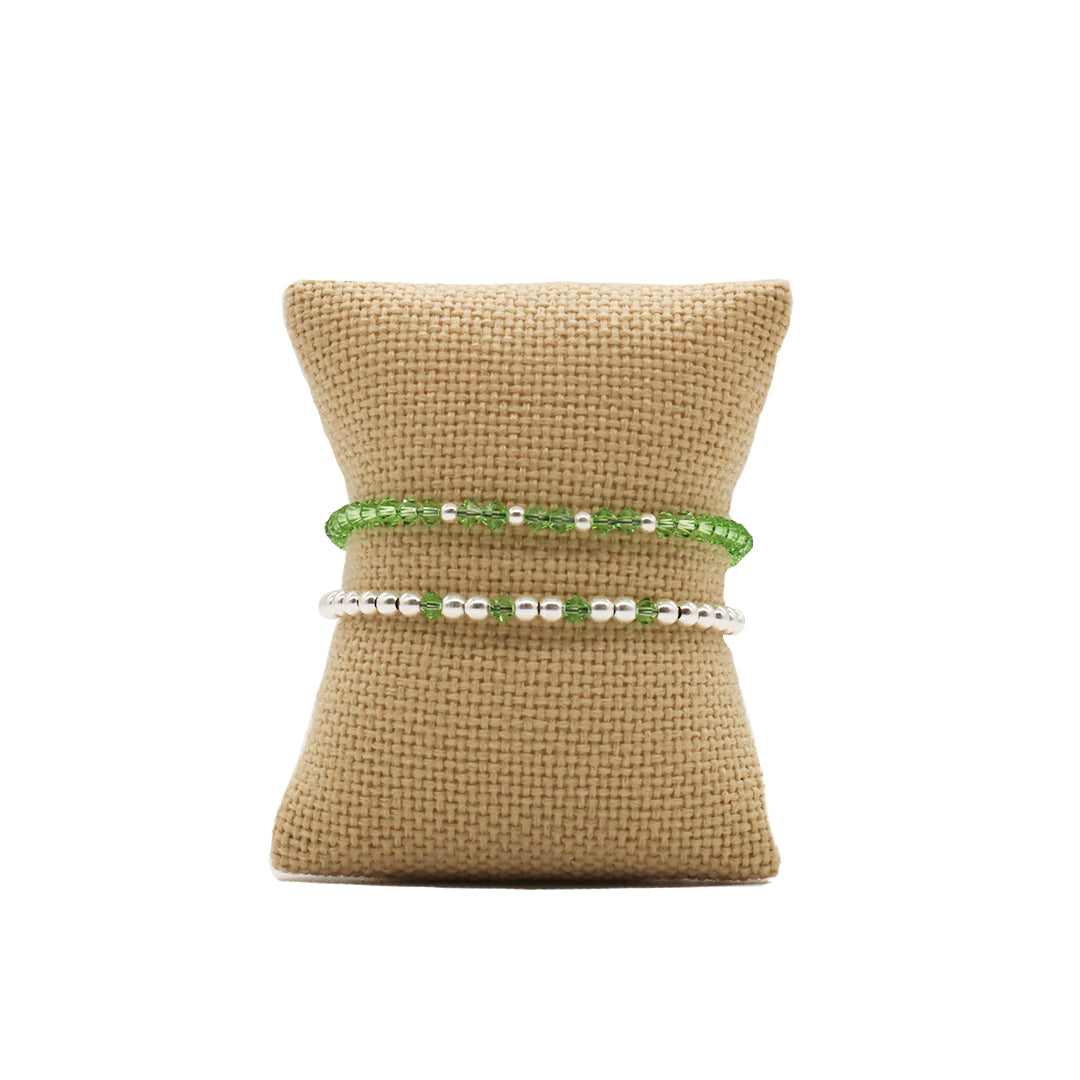 Pulsera Bohemia verde cristal checo para mujer y hombre unisex plata .925 casual ajustable - Glowa