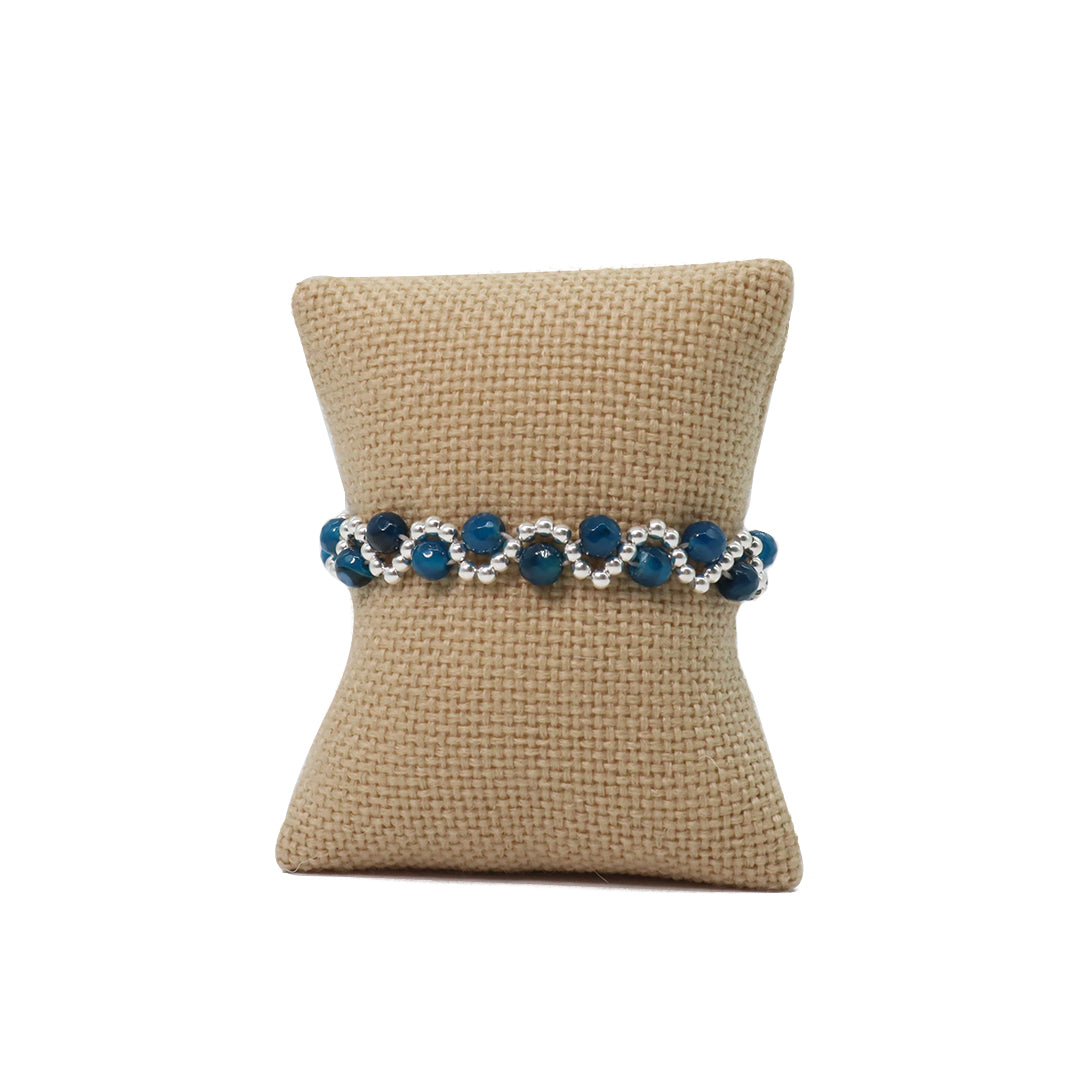 Pulsera Sicilia - Glowa pulsera de plata verde azul mujer ajustable cristal plata .925 esterlina